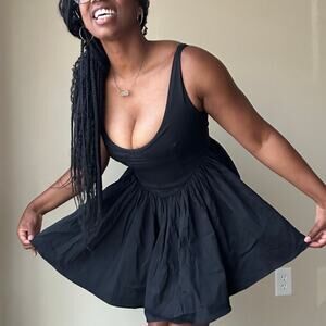 12th Tribe Festival Boho Kit Black Dropwaist Mini Dress Size Medium